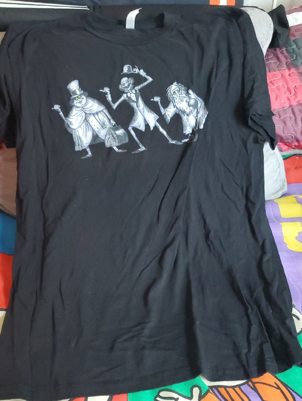 Black Graphic Men's T-Shirt with White Character Print